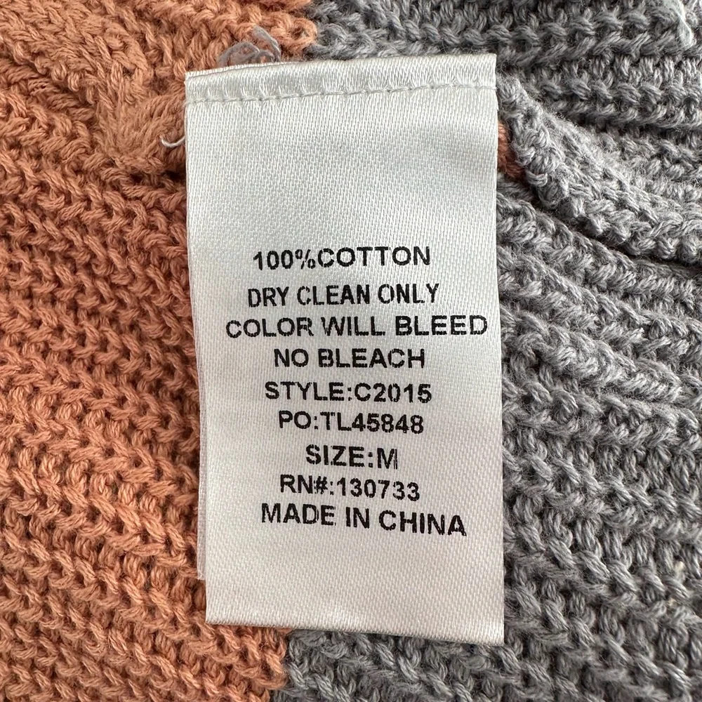 Umgee Color Block Open Front Longline Cardigan size Medium NWT Tan Yellow